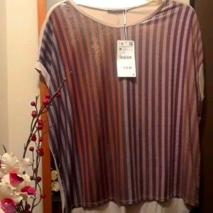 SHORT SLEEVE STRIPE IN FRONT  TOP